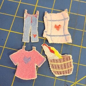 Laundry Day Embroidered Patch Set of 4